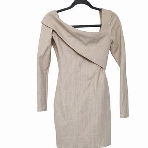 Elegant Beige Off-Shoulder Dress